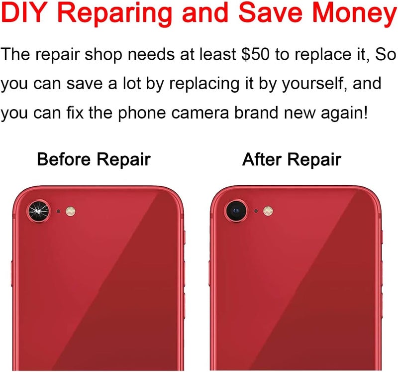 Perzework OEM Back Rear Camera Lens Glass Replacement for iPhone SE 2020 / iPhone SE 2022 / iPhone 8 / iPhone 7 with pre-Installed Adhesive and Reparing Toolkit - Image 5